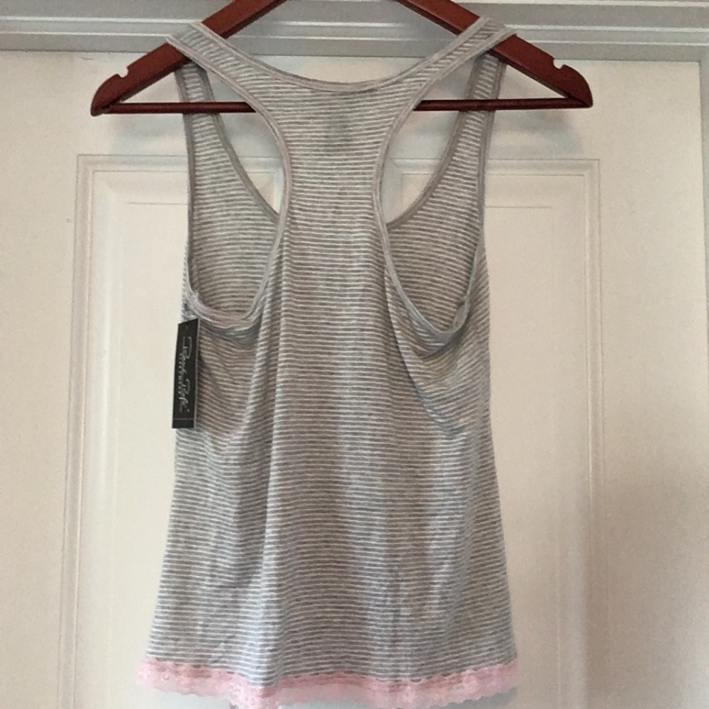 NWT Rene Rofe Sleepwear Tank (grey/pink) - Picture 2 of 7